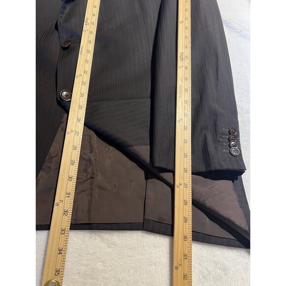 Armani Collezioni Mens 46L 39x31 Brown Black Stripe Designer Luxury Suit - Picture 13 of 16